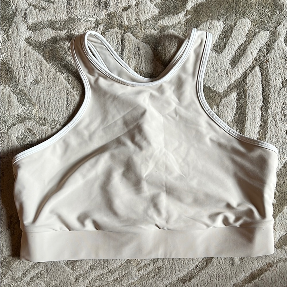 Old Navy White Sports Bra High Neck Racerback
